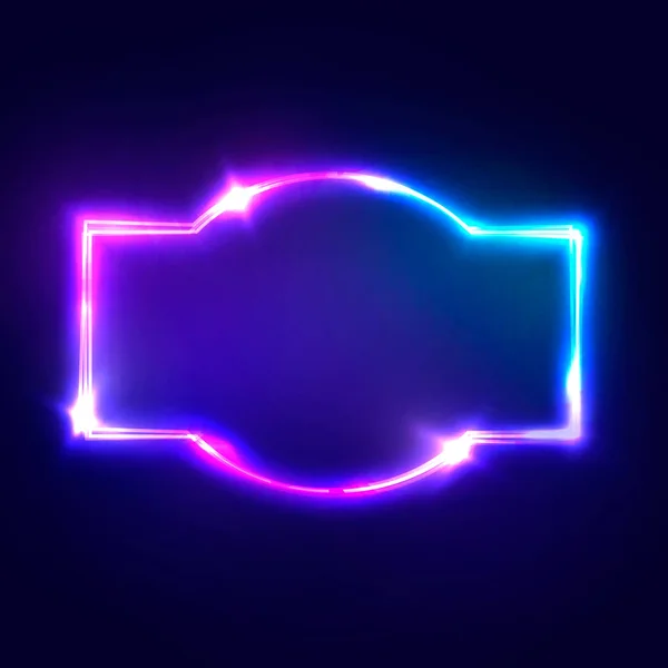 Night Club Neon Sign. Panneau lumineux rétro 3d vierge avec effet néon brillant. Cadre Techno avec Luminosité sur fond bleu foncé. Conception de bannière de rue électrique. Illustration vectorielle colorée dans le style des années 80 — Image vectorielle