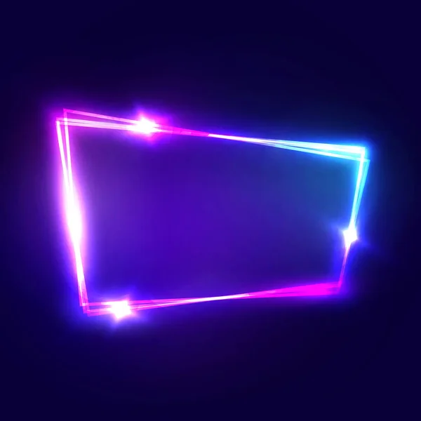 Night Club neonskylt. Tom 3d Retro ljus skylt med lysande Neon effekt. Techno ram med glödande på Mörk blå bakgrund. Elektriska gatan Banner Design. Färgglada vektorillustration i 80s stil — Stock vektor