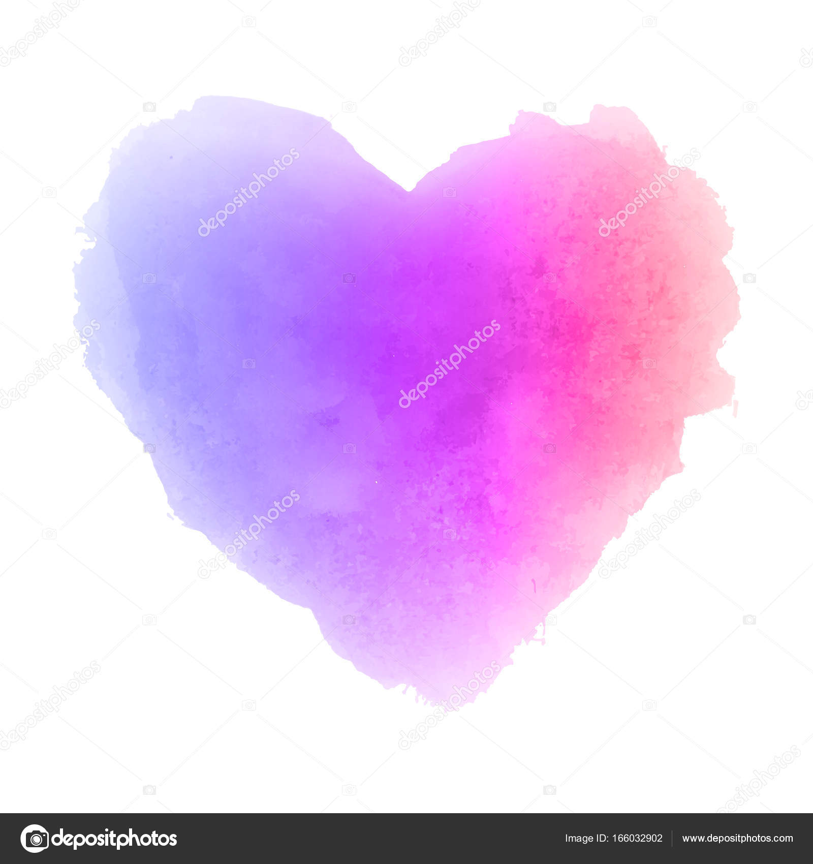 Struttura di carta acquerello sfumato viola rosa arancio dipinto a mano isolato cuore a forma di macchia su priorit  bassa bianca per San Valentino
