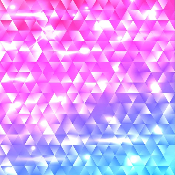 Светящийся радужный геометрический треугольный мозаичный фон. Шаблон для обложки, брошюры, листовки, баннера, плаката. Абстрактный электрический красочный векторный фон с бликами и блестками . — стоковый вектор