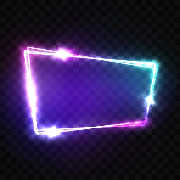 Tom 3d Retro ljus skylt med lysande Neon effekt. Night Club neonskylt. Techno ram med glödande på Transparent bakgrund. Elektriska gatan Banner. Teknik vektorillustration i 80s stil — Stock vektor