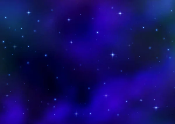 Sfondo astratto galassia blu cosmica. Nebulosa colorata, energia del cosmo della Via Lattea e stelle splendenti. Lo spazio esterno. Luminosa luce cosmo colorato. Cielo vettoriale illustrazione dell'Universo . — Vettoriale Stock
