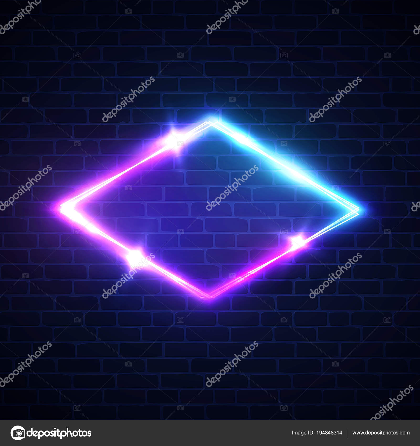 Night Club Neon Light Rhomb On Brick Texture 3d Lozenge Sign With Neon Effect Techno Rhombus - 8597637 76553 neon sign night club roblox