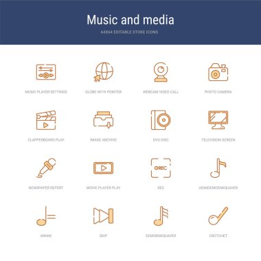 Crotchet, Demisemiquaver gibi 16 vektör vuruşu simgesi, 