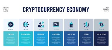 Kripto para birimi ekonomi konsepti unsurlarına sahip web pankartı tasarımı.