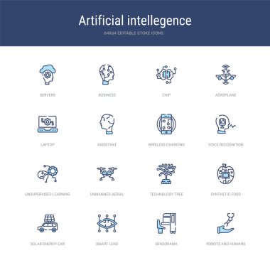 Robotlar ve insanlar gibi 16 vektör vuruşu simgesi