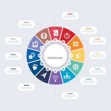 yuvarlak 12 seçenekler ui bilgi şablonu tasarımı. Yeni fikir, kaydet,