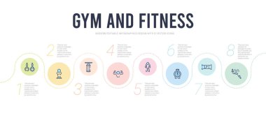 Spor salonu ve spor salonu konsepti bilgi tasarım şablonu. sk dahil