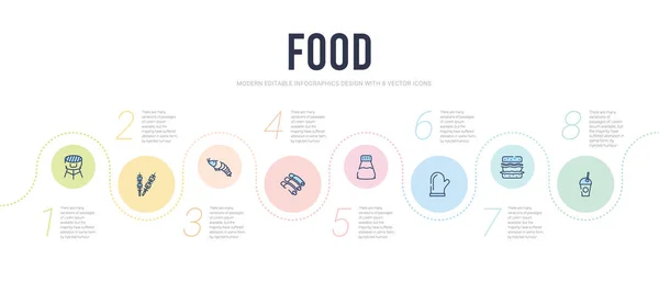 Plantilla de diseño infográfico concepto de alimentos. incluido batido de leche, e — Vector de stock