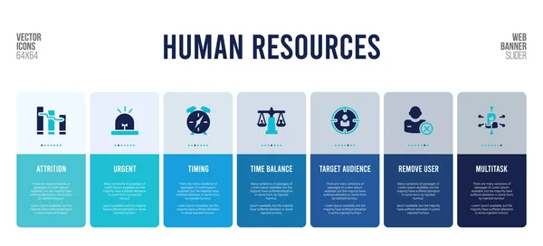 Webbanner ontwerp met human resources concept elementen. — Stockvector