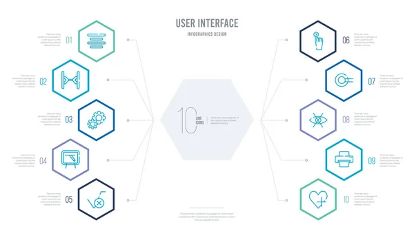 Концепция интерфейса пользователя бизнес-инфографический дизайн с 10 гексагами — стоковый вектор