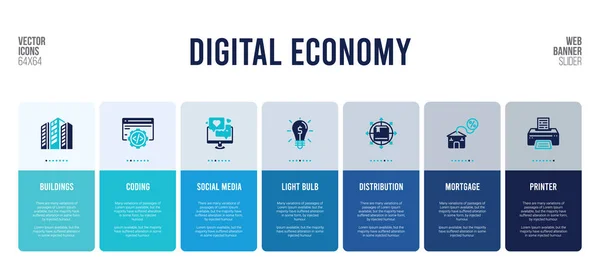 Дизайн веб-баннера с элементами концепции цифровой экономики . — стоковый вектор