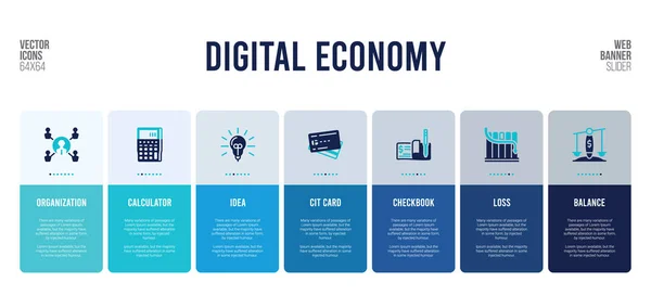 Diseño de banner web con elementos conceptuales de economía digital . — Archivo Imágenes Vectoriales