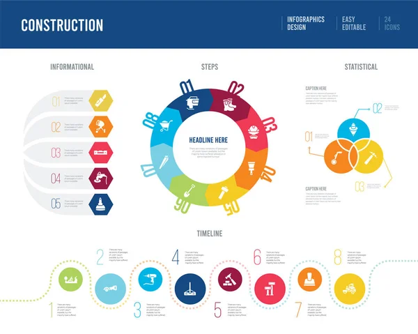 Infografický design z konceptu stavby. informační, tim — Stockový vektor