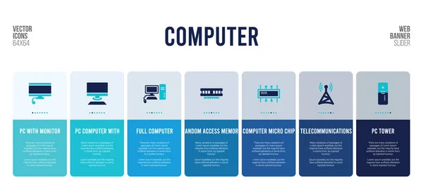 Diseño de banner web con elementos de concepto de computadora . — Archivo Imágenes Vectoriales