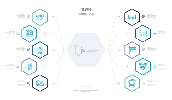 Travel concept business infographic design with 10 hexagon optio — Stock Vector