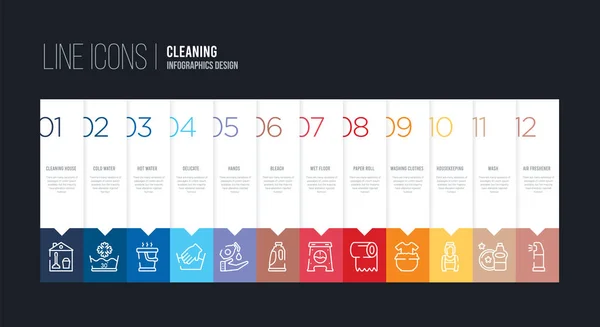 Infographic design with 12 options. stroke line icons such as bl — Stock Illustration Infographic design with 12 options. stroke line icons such as bl Stock Vector