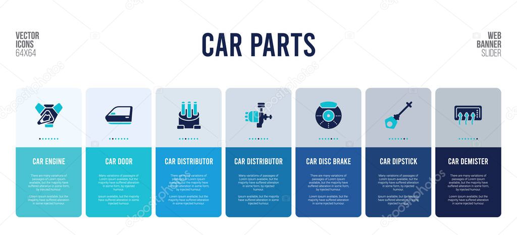 Web banner design with car parts concept elements.
