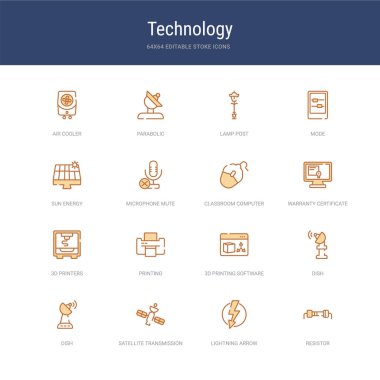 16 vektör vuruşu simgesi kümesi, örneğin direnç, yıldırım oku,