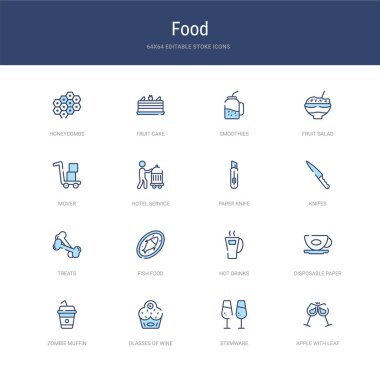 Yapraklı elma, bardak takımı gibi 16 vektör vuruşu simgesi,