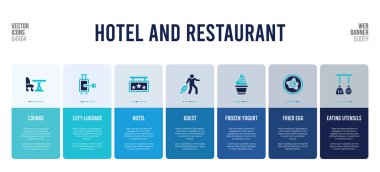 Otel ve restoran konsepti öğeleriyle web pankartı tasarımı.