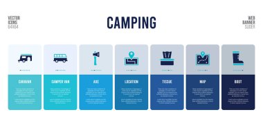 Kamp konsepti öğeleri içeren web pankartı tasarımı.