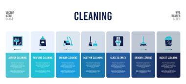 Temizlik konsepti öğeleri içeren web pankartı tasarımı.