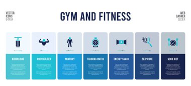 Spor salonu ve spor konsepti öğeleriyle web pankartı tasarımı.