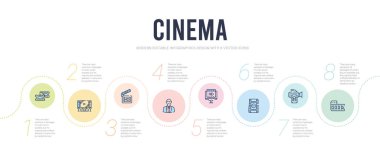 Sinema konsepti bilgi tasarım şablonu. Film şeridi, 