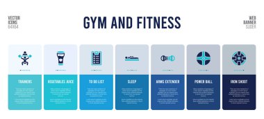 Spor salonu ve spor konsepti öğeleriyle web pankartı tasarımı.