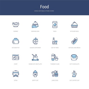 Sıcak kahve fincanı, abur cubur gibi 16 vektör vuruşu simgesi,
