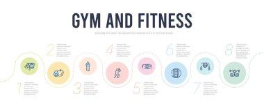 Spor salonu ve spor salonu konsepti bilgi tasarım şablonu. el dahil