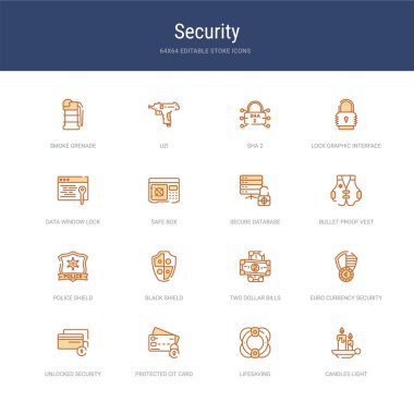 Mum ışığı ve hayat kurtaran gibi 16 vektör vuruşu simgesi,