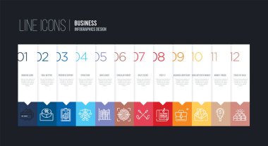 12 seçenekli bilgi tasarımı. Ci gibi çizgi simgeleri