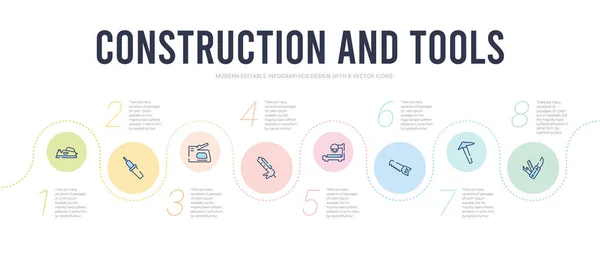 Constructie en gereedschappen concept infographic design template. Inbegrepen — Stockvector