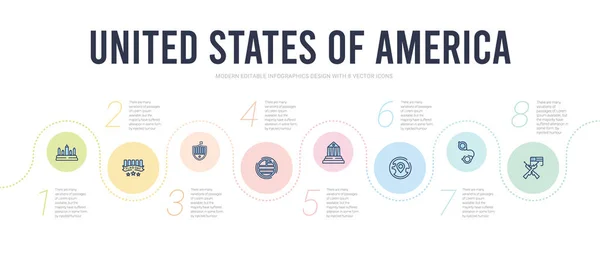 United states of america concept infographic design template. em — Vetor de Stock