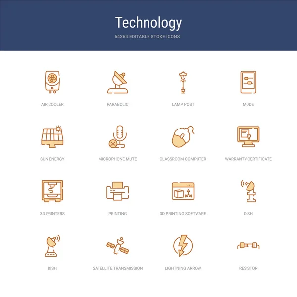 Conjunto de 16 iconos de carrera vectorial, tales como resistencia, flecha del rayo , — Archivo Imágenes Vectoriales