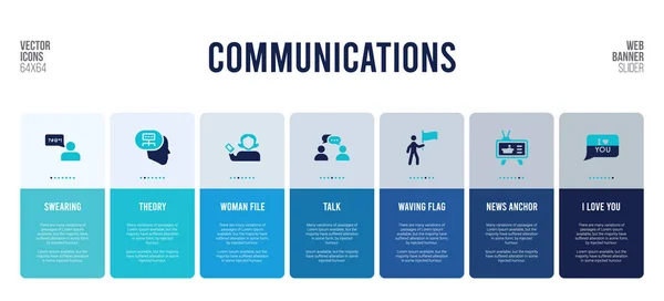 Diseño de banner web con elementos de concepto de comunicaciones . — Archivo Imágenes Vectoriales