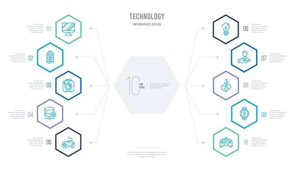 Технологическая концепция бизнес-инфографический дизайн с 10 hexagon o — стоковый вектор