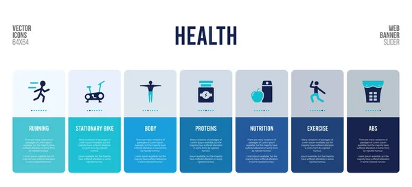 Diseño de banner web con elementos de concepto de salud . — Vector de stock