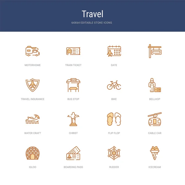 Satz von 16 Vektorschlagsymbolen wie Eiscreme, Ruder, Boarding — Stockvektor