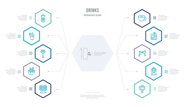 Концепция напитков бизнес-инфографический дизайн с 10 hexagon optio — стоковый вектор