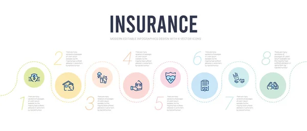 Templat desain infografis konsep asuransi. termasuk kacamata - Stok Vektor