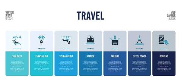 Дизайн веб банера з елементами концепції подорожей . — стоковий вектор