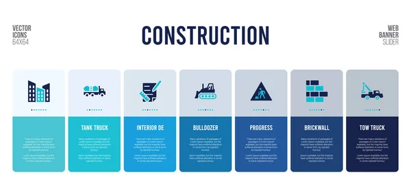 Design de banner web com elementos de conceito de construção . — Vetor de Stock