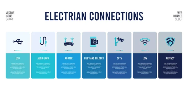 Diseño de banner web con elementos conceptuales de conexiones electrianas . — Archivo Imágenes Vectoriales