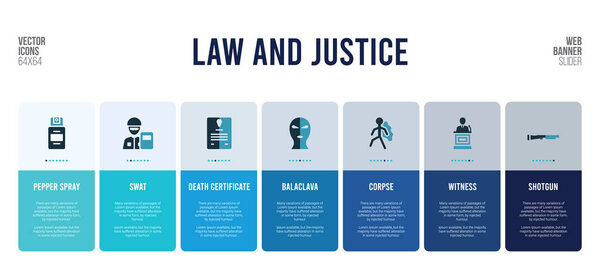 web banner design with law and justice concept elements.