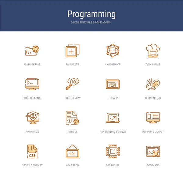 Conjunto de 16 iconos de carrera vectorial como comando, microchip, 404 er — Archivo Imágenes Vectoriales