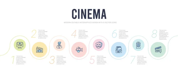 Kino-Konzept Infografik-Design-Vorlage. mit Untertitel, t — Stockvektor