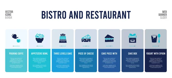带有小酒馆和餐馆概念元素的网页横幅设计. — 图库矢量图片
